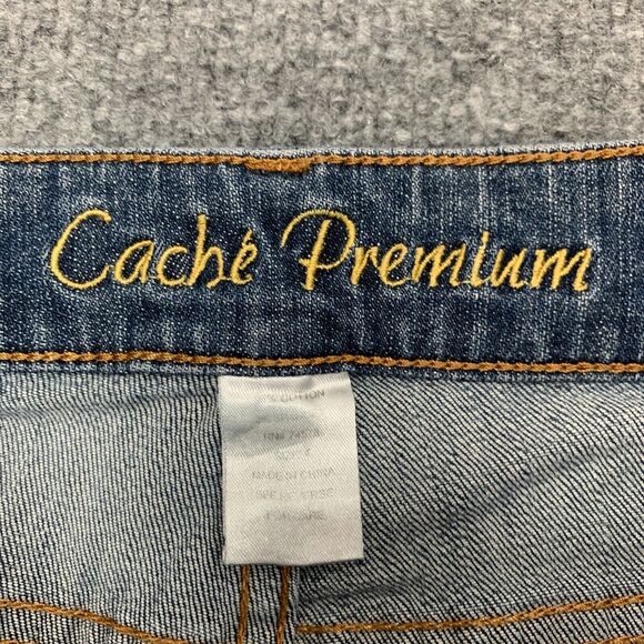 Cache Premium Studded Jean Womens 4 Blue Skinny Denim 5 Pocket Mid Rise Ankle - Picture 4 of 12